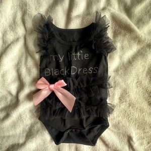 My Little Black Dress Onesie With Ruffles And Pink Bow Sz 6mos